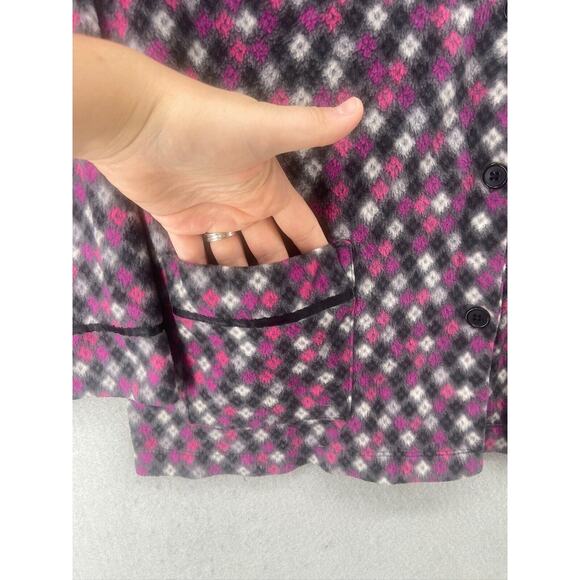 Anne Klein Pajamas Women’s Sz XL Black Pink Long Sleeve Pants Buttondown - Picture 11 of 16